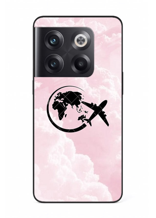 Pink Clouds Airplane dreamy cloud artwork OnePlus 10T glass back cover