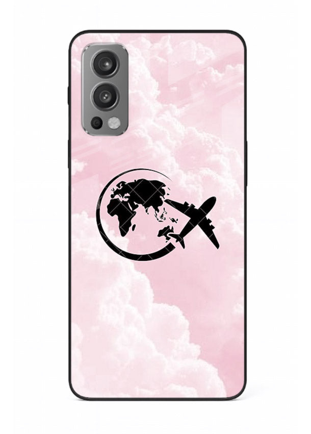 Pink Clouds Airplane dreamy cloud artwork OnePlus Nord 2 glass back cover