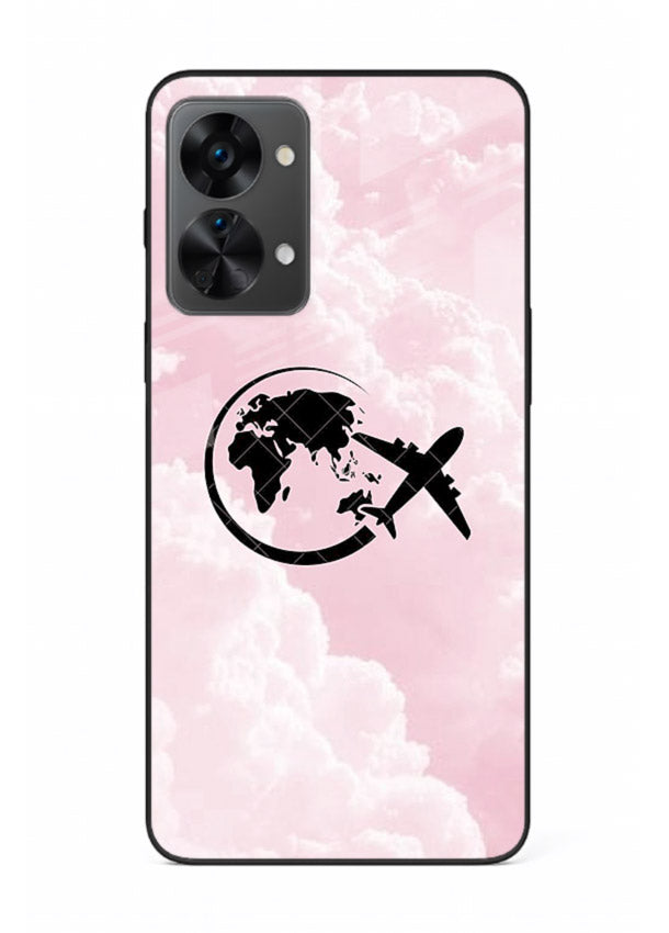 Pink Clouds Airplane dreamy cloud artwork OnePlus Nord 2T glass back cover