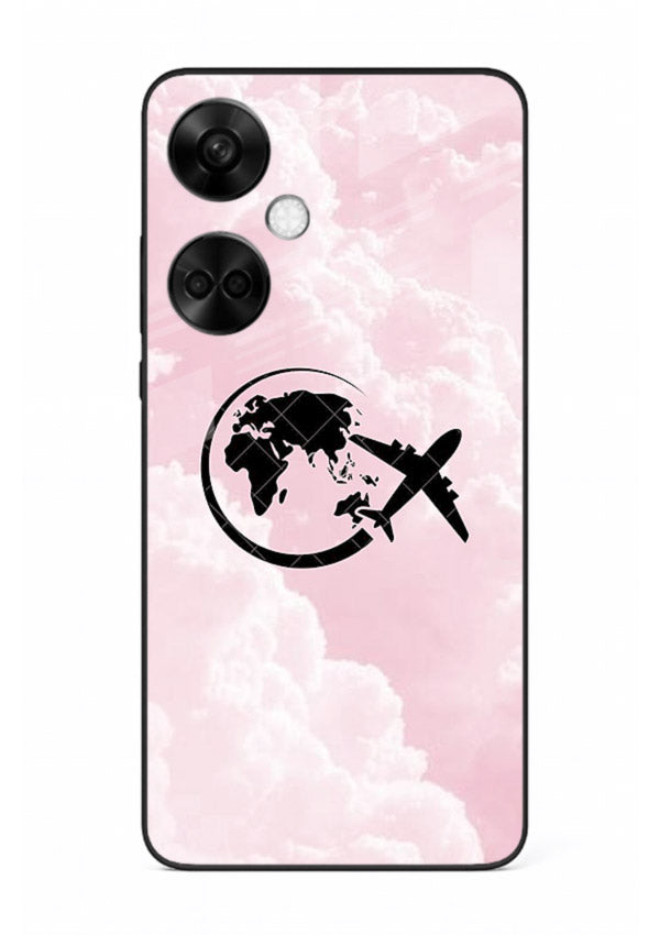 Pink Clouds Airplane dreamy cloud artwork OnePlus Nord CE3 glass back cover