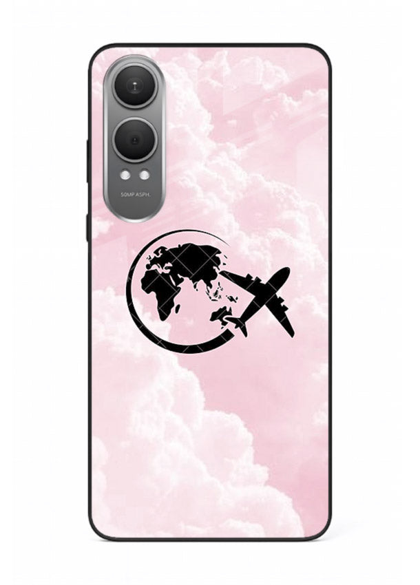 Pink Clouds Airplane dreamy cloud artwork OnePlus Nord CE4 Lite glass back cover