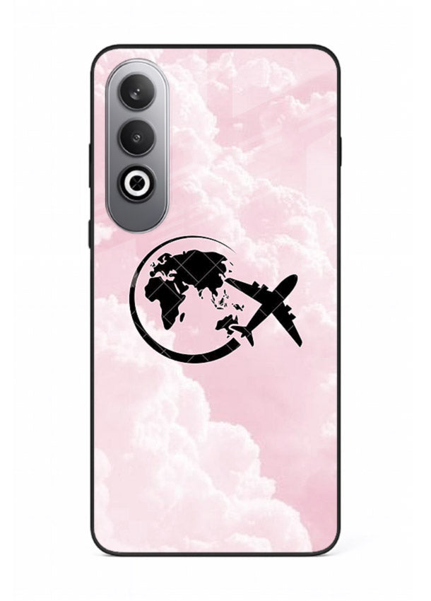 Pink Clouds Airplane dreamy cloud artwork OnePlus Nord CE4 glass back cover