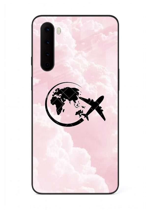 Pink Clouds Airplane dreamy cloud artwork OnePlus Nord glass back cover