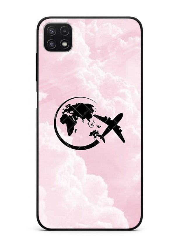 Pink Clouds Airplane dreamy cloud artwork Samsung F42 5G glass back cover