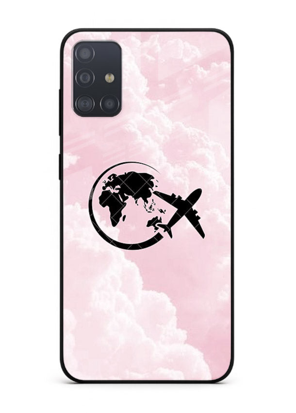 Pink Clouds Airplane dreamy cloud artwork Samsung A71 glass back cover
