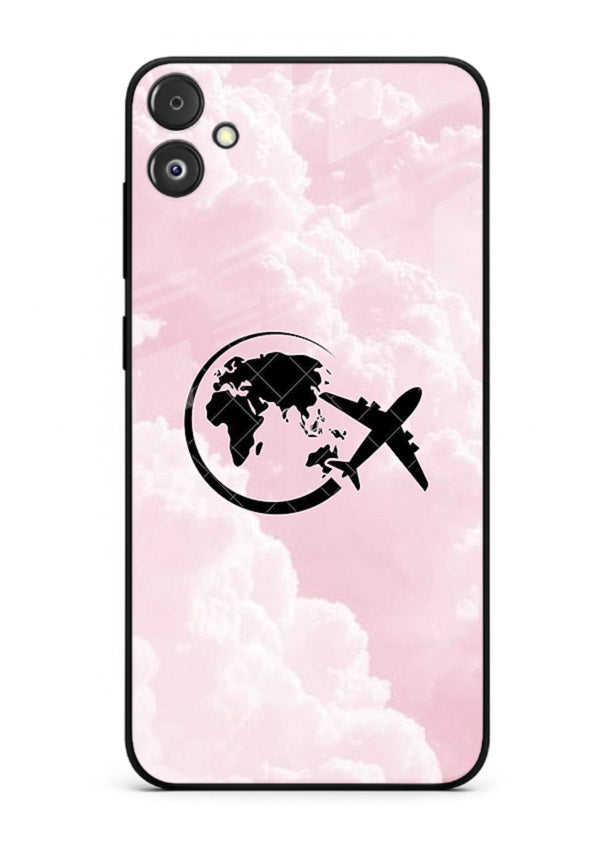 Pink Clouds Airplane dreamy cloud artwork Samsung F14 5G glass back cover