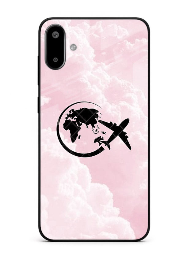 Pink Clouds Airplane dreamy cloud artwork Samsung F06 5G glass back cover