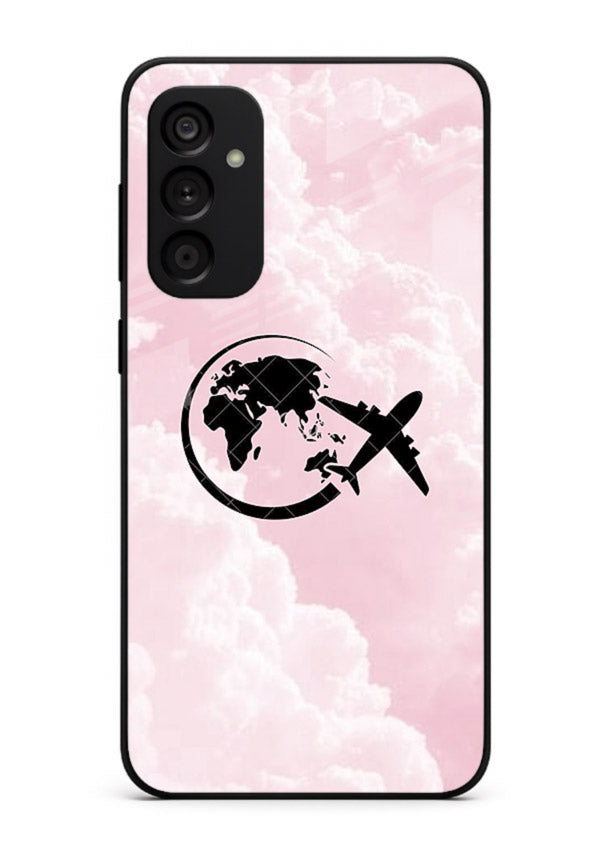 Pink Clouds Airplane dreamy cloud artwork Samsung A14 5G glass back cover