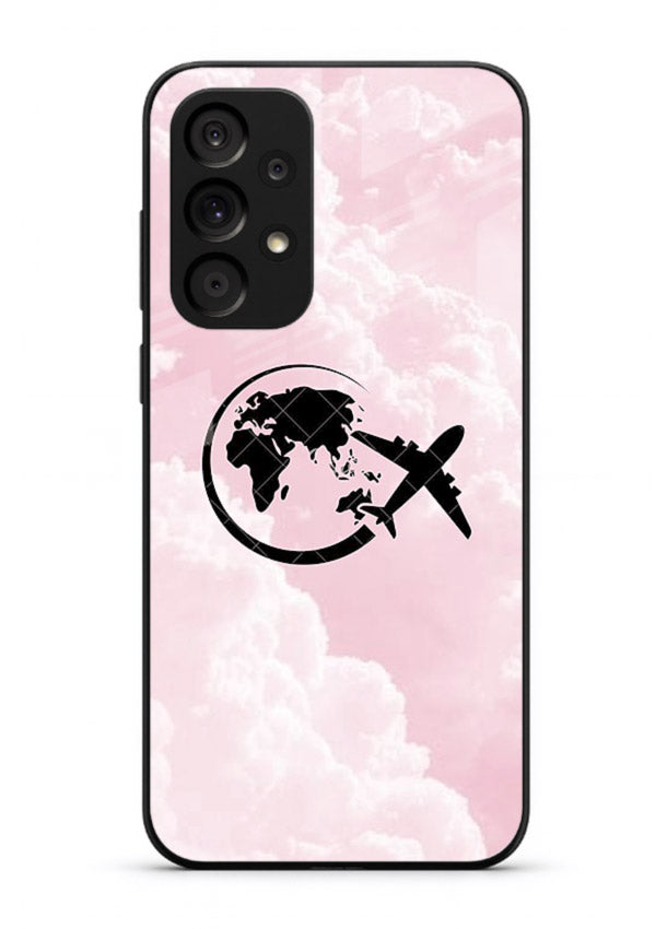 Pink Clouds Airplane dreamy cloud artwork Samsung A33 5G glass back cover