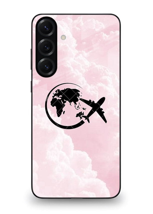 Pink Clouds Airplane dreamy cloud artwork Samsung A25 5G glass back cover
