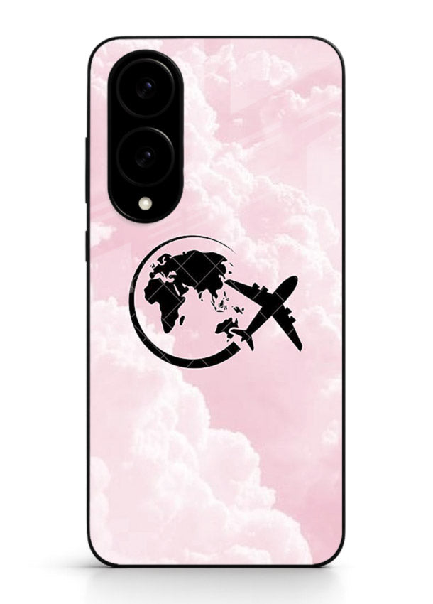 Pink Clouds Airplane dreamy cloud artwork Samsung S25 Edge glass back cover