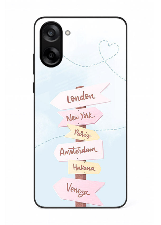 Pink Destination Labels pastel travel artwork OnePlus Nord CE5 glass back cover