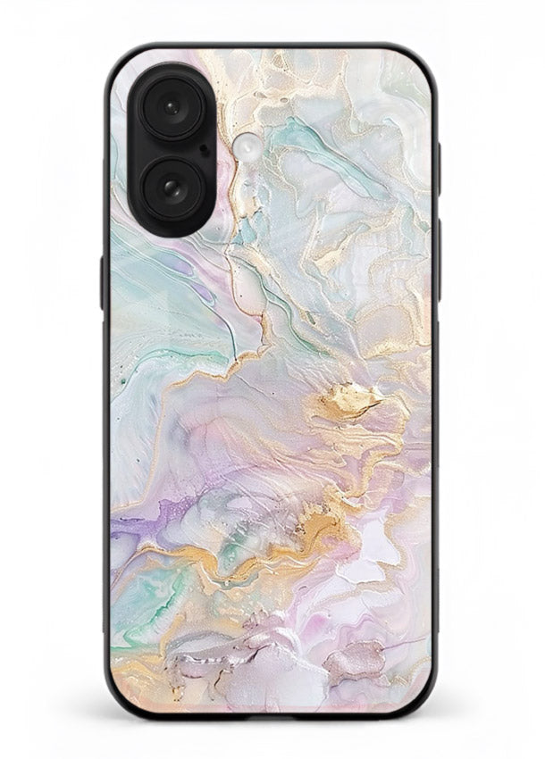 Pink Droplet Marble iphone 17 glass back cover with soft pink marble and droplet texture