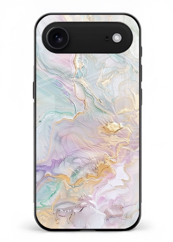 Pink Droplet Marble iphone 18 air glass back cover with soft pink marble and droplet texture