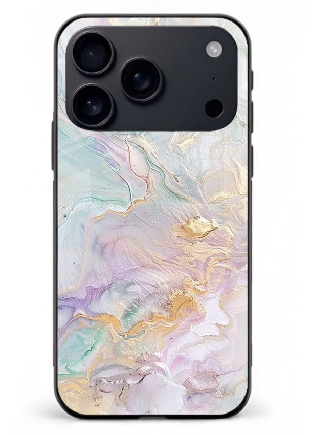 Pink Droplet Marble iphone 18 pro max glass back cover with soft pink marble and droplet texture