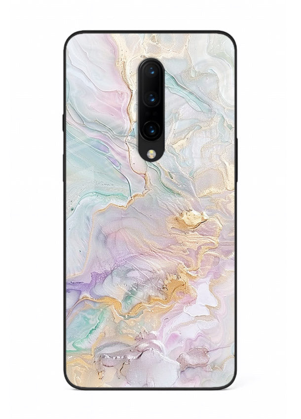 Pink Droplet Marble OnePlus 8 glass back cover with soft pink marble and droplet texture