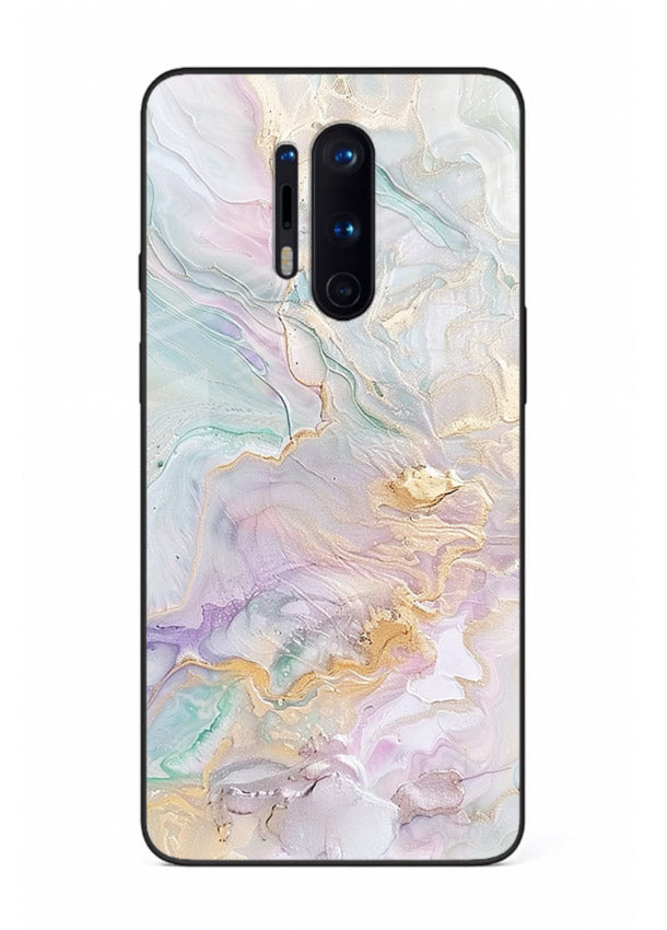 Pink Droplet Marble OnePlus 8 Pro glass back cover with soft pink marble and droplet texture