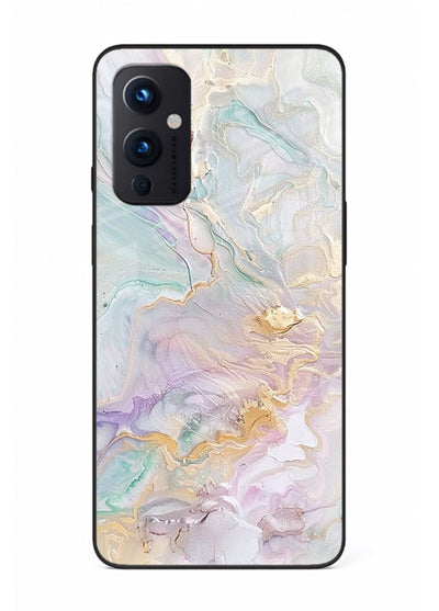 Pink Droplet Marble OnePlus 9 Pro glass back cover with soft pink marble and droplet texture