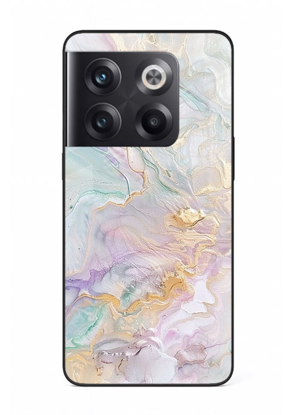 Pink Droplet Marble OnePlus 10T glass back cover with soft pink marble and droplet texture