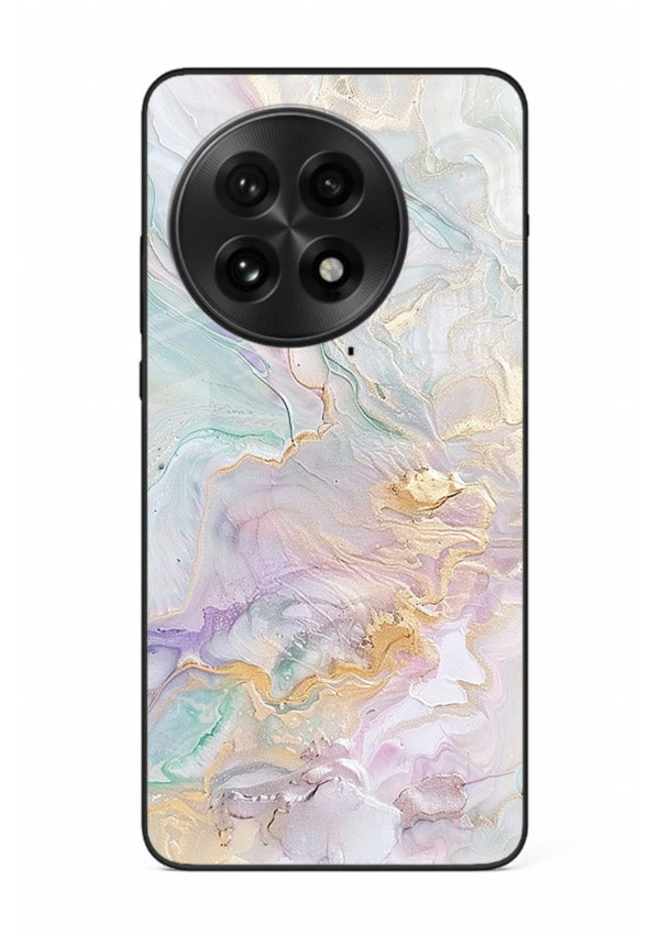 Pink Droplet Marble OnePlus 13R glass back cover with soft pink marble and droplet texture