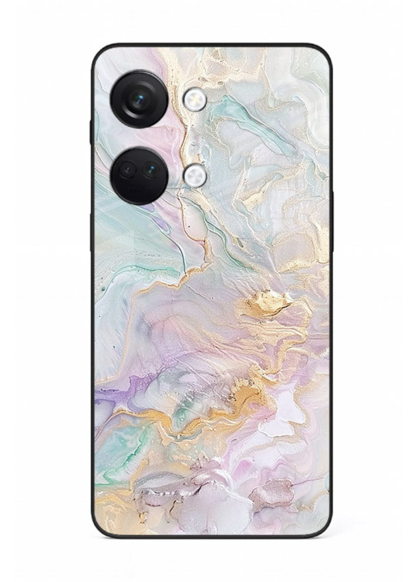 Pink Droplet Marble OnePlus Nord 3 glass back cover with soft pink marble and droplet texture