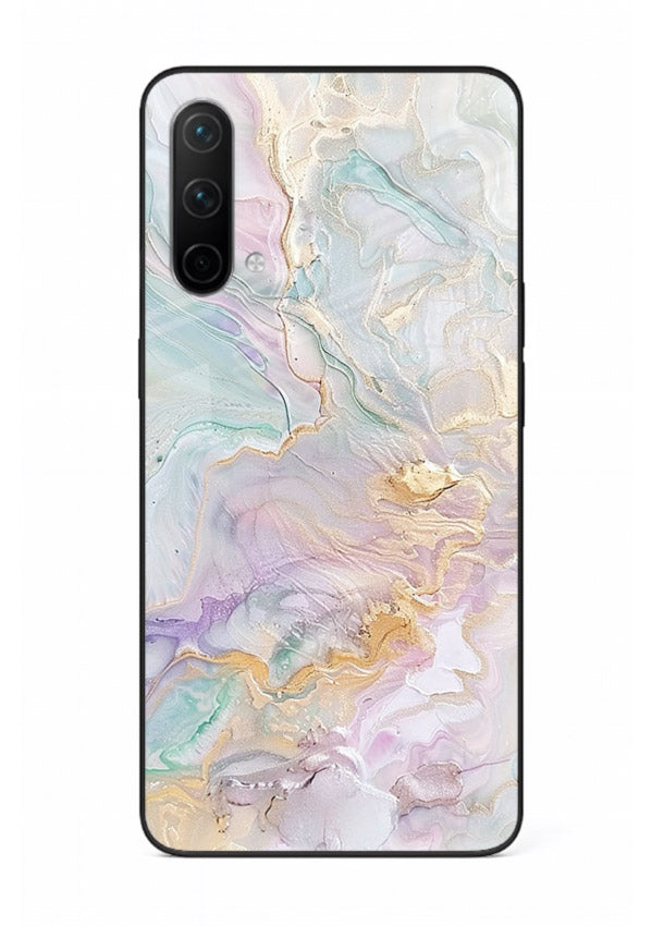 Pink Droplet Marble OnePlus Nord CE 5G glass back cover with soft pink marble and droplet texture