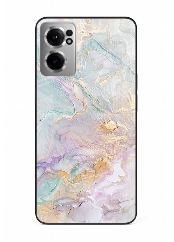 Pink Droplet Marble OnePlus Nord CE2 5G glass back cover with soft pink marble and droplet texture