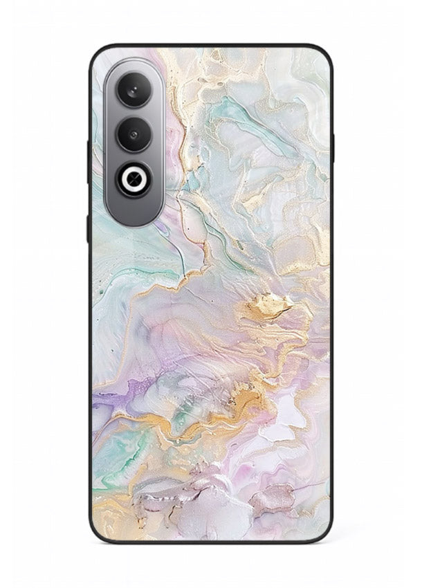 Pink Droplet Marble OnePlus Nord CE4 glass back cover with soft pink marble and droplet texture