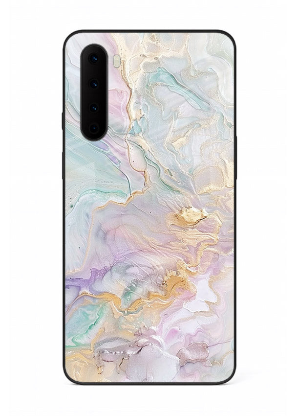 Pink Droplet Marble OnePlus Nord glass back cover with soft pink marble and droplet texture
