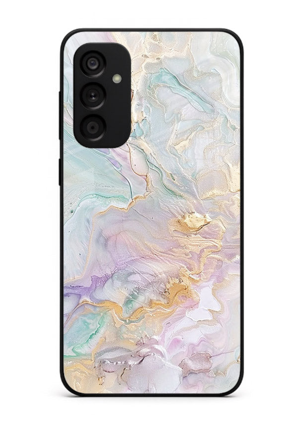 Pink Droplet Marble Samsung F23 5G glass back cover with soft pink marble and droplet texture