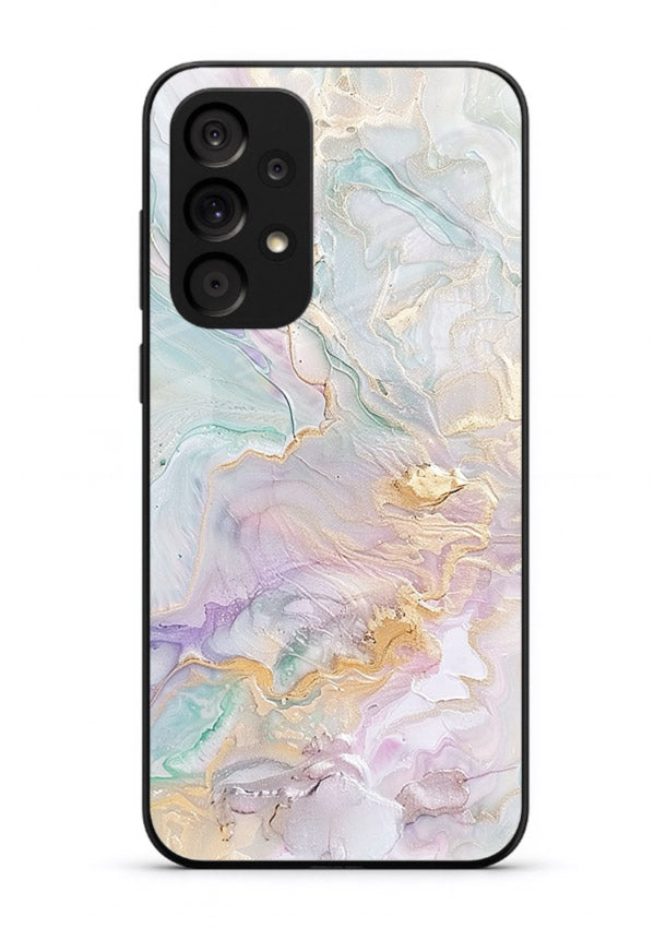 Pink Droplet Marble Samsung A33 5G glass back cover with soft pink marble and droplet texture