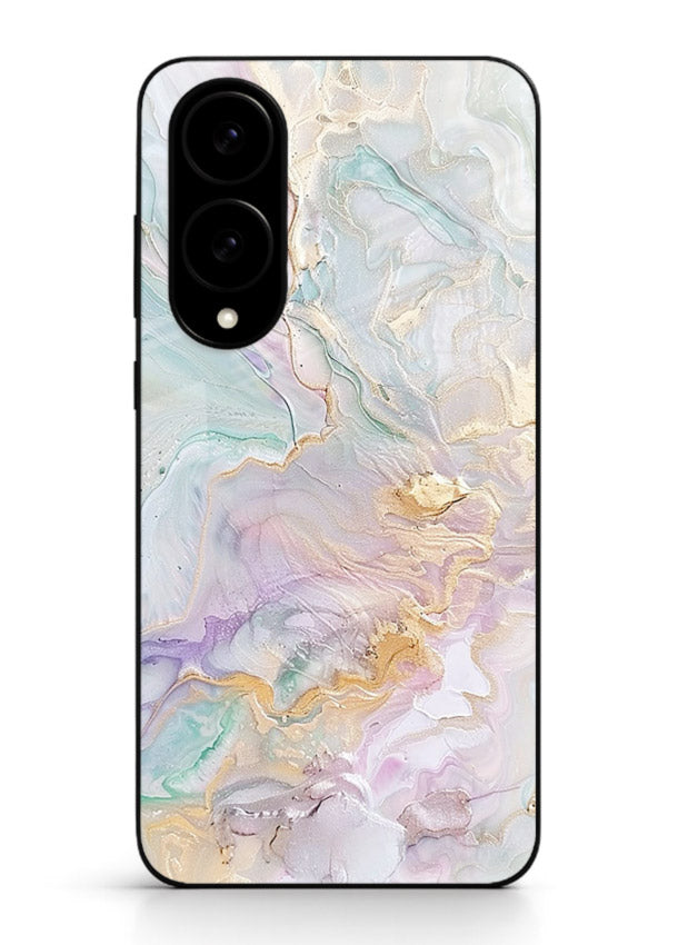 Pink Droplet Marble Samsung S25 Edge glass back cover with soft pink marble and droplet texture