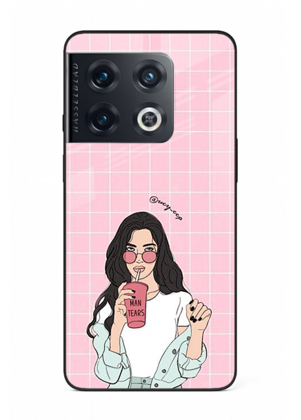 Pink Grid Girl soft aesthetic portrait OnePlus 10 Pro glass back cover