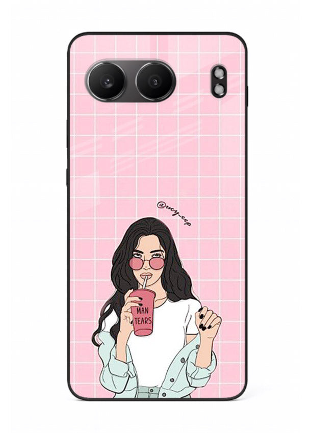 Pink Grid Girl soft aesthetic portrait OnePlus Nord 4 glass back cover