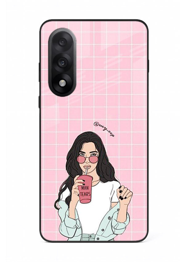 Pink Grid Girl soft aesthetic portrait OnePlus Nord 5 glass back cover