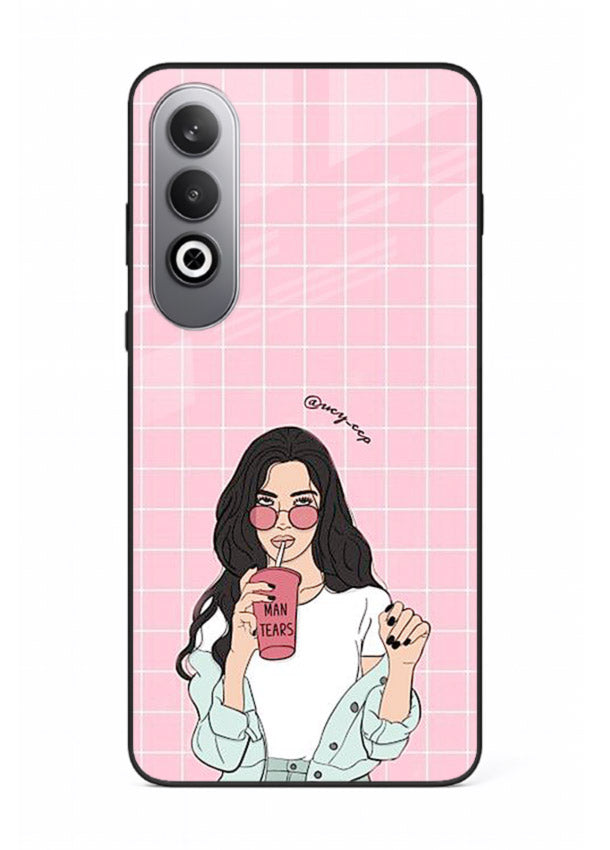 Pink Grid Girl soft aesthetic portrait OnePlus Nord CE4 glass back cover