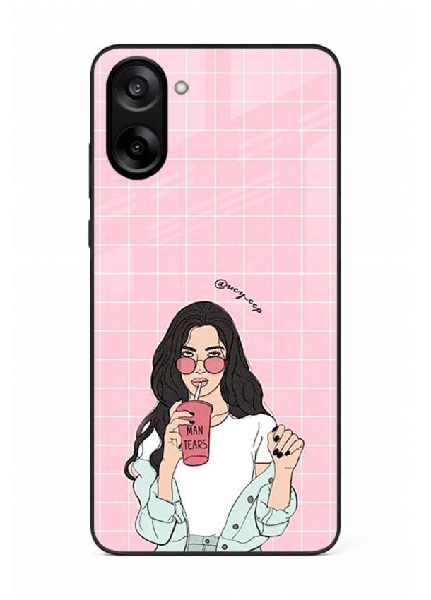 Pink Grid Girl soft aesthetic portrait OnePlus Nord CE5 glass back cover