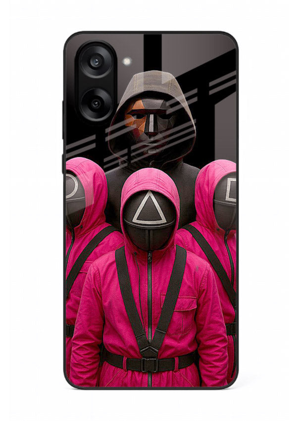 Pink masked guard artwork printed on glossy tempered glass OnePlus Nord CE5 back cover