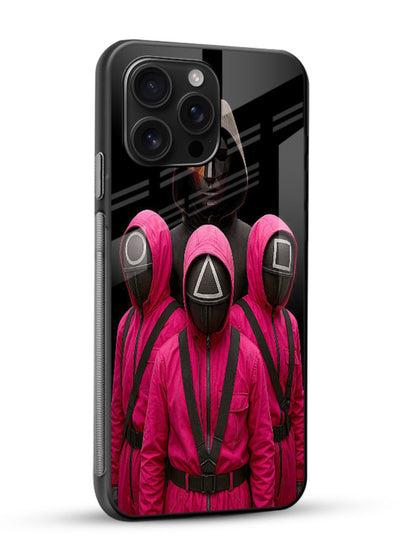 Pink masked guard artwork printed on glossy tempered glass mobile back cover - 2
