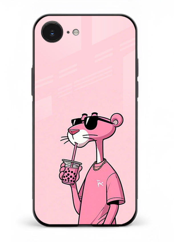 Pink Panther Sip cute cartoon artwork iphone 16e glass back cover