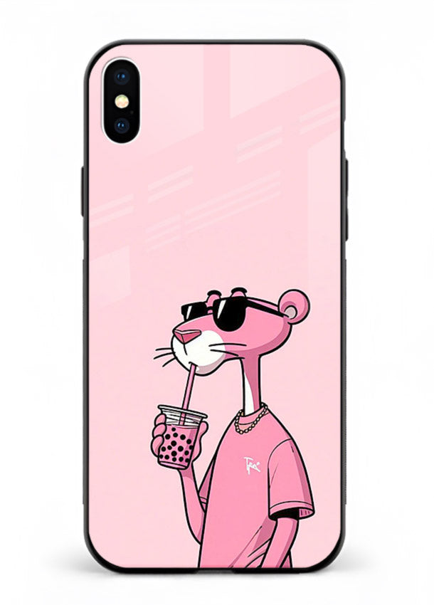Pink Panther Sip cute cartoon artwork iphone xs max glass back cover