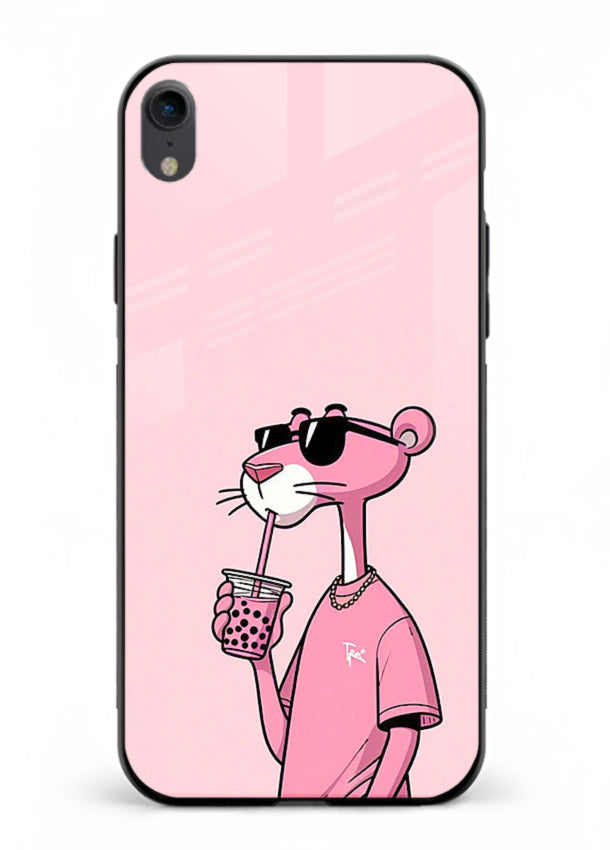 Pink Panther Sip cute cartoon artwork iphone xr glass back cover
