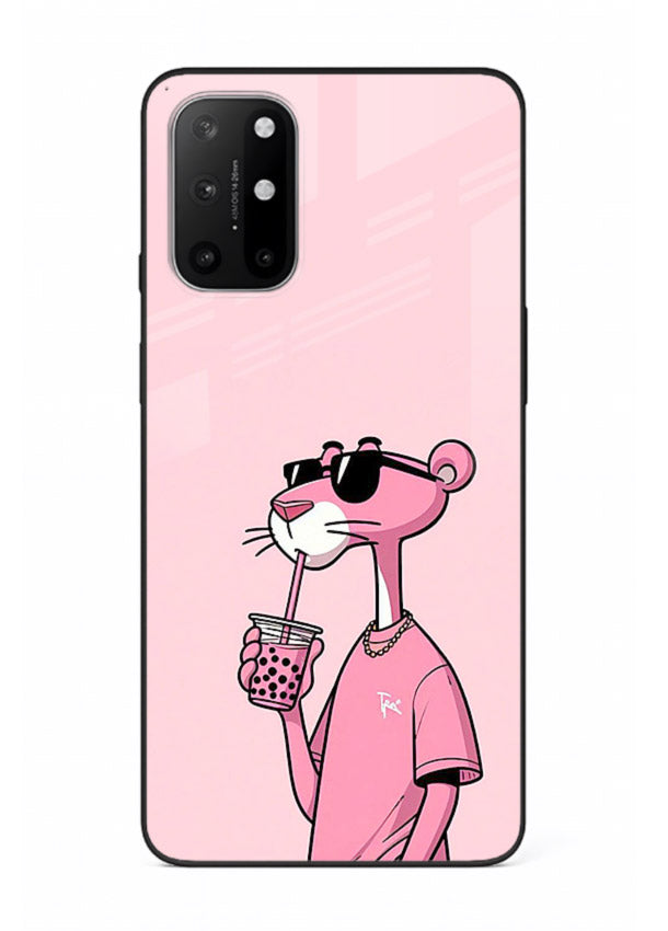 Pink Panther Sip cute cartoon artwork OnePlus 8T glass back cover