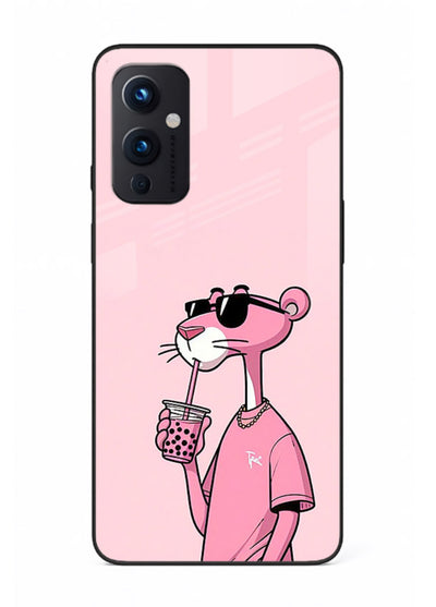 Pink Panther Sip cute cartoon artwork OnePlus 9 Pro glass back cover