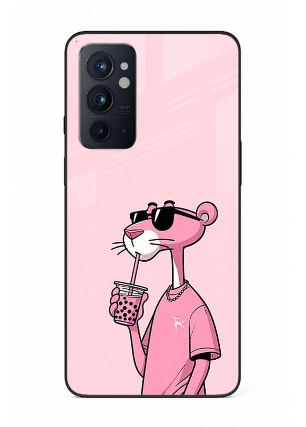 Pink Panther Sip cute cartoon artwork OnePlus 9RT glass back cover