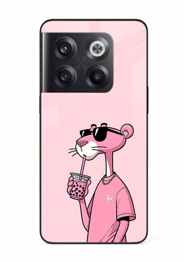 Pink Panther Sip cute cartoon artwork OnePlus 10T glass back cover