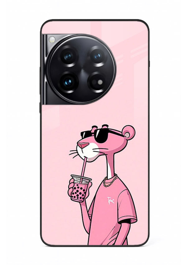 Pink Panther Sip cute cartoon artwork OnePlus 12 glass back cover