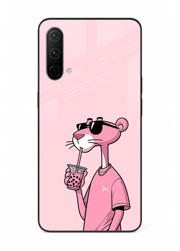 Pink Panther Sip cute cartoon artwork OnePlus Nord CE 5G glass back cover