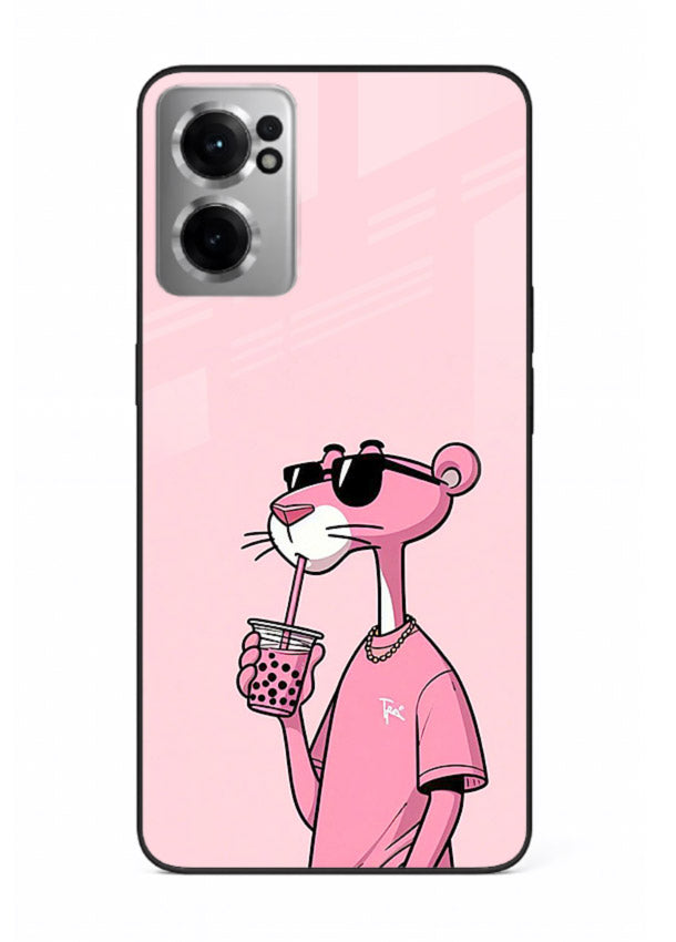 Pink Panther Sip cute cartoon artwork OnePlus Nord CE2 5G glass back cover