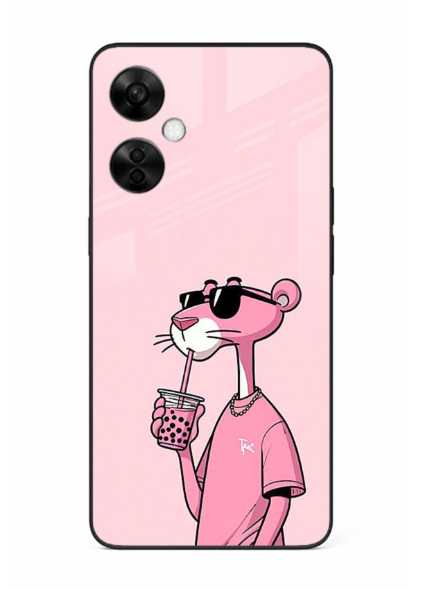 Pink Panther Sip cute cartoon artwork OnePlus Nord CE3 Lite glass back cover